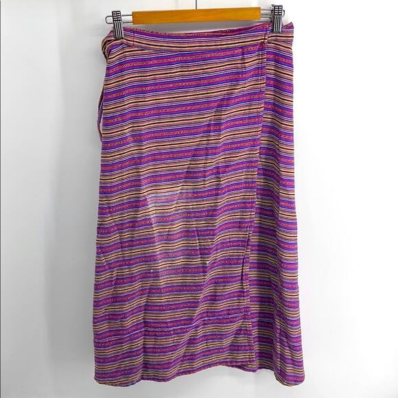 Vintage Conoz Baja hippie boho woven striped midi adjustable size wrap skirt - Picture 1 of 7